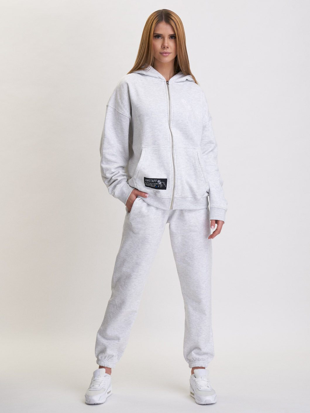 Amstaff Woman Basic Ziphoodie Grey