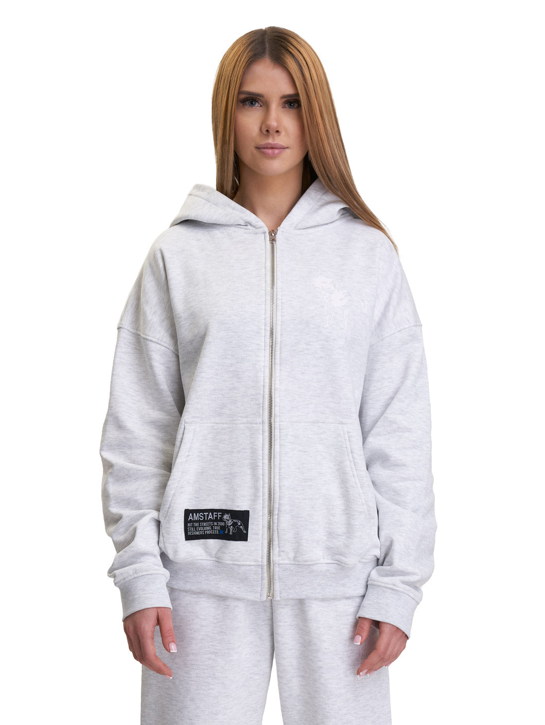 Amstaff Woman Basic Ziphoodie Grey