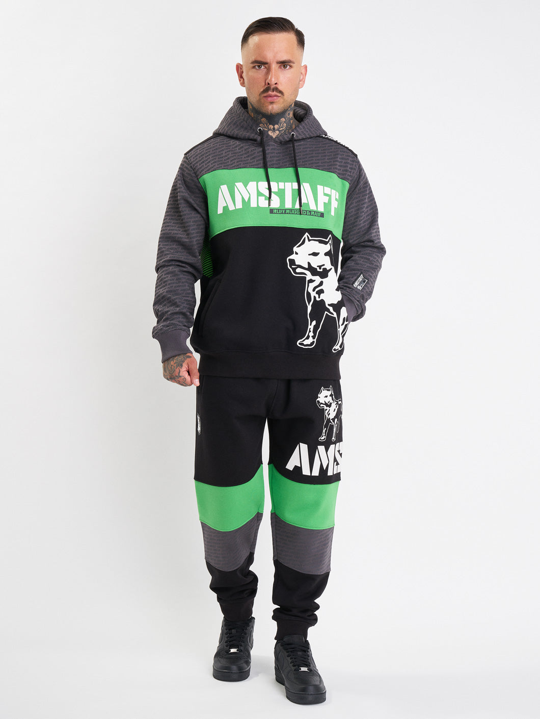 Amstaff Masho Hoodie Black Grey Green