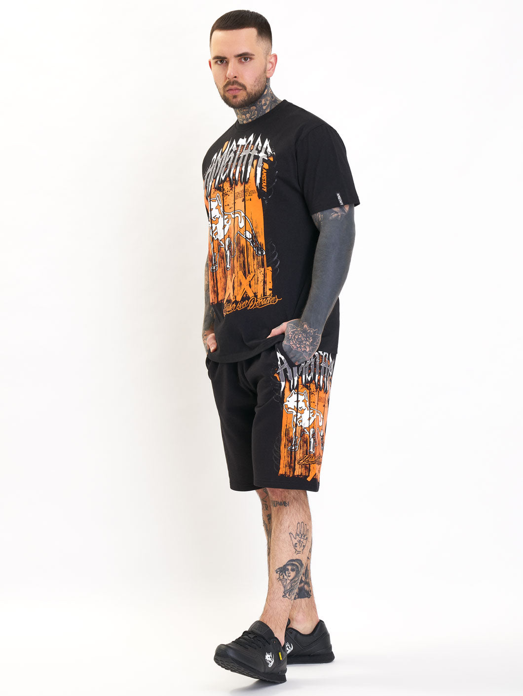 Amstaff Bloxic Sweatshorts Black Orange