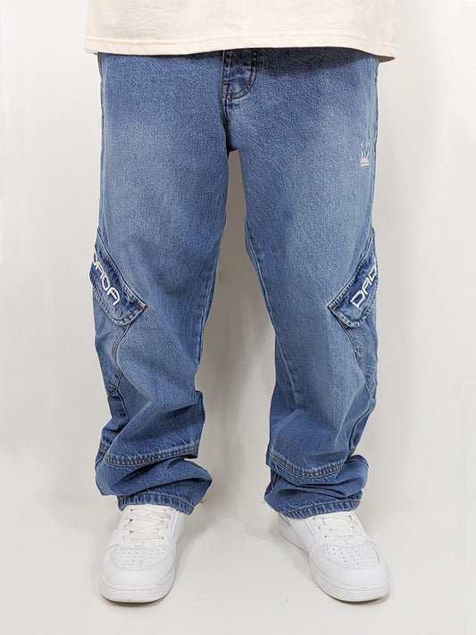 Dada Supreme Daydream Cargo Baggy Jeans 2.0 Mid Blue