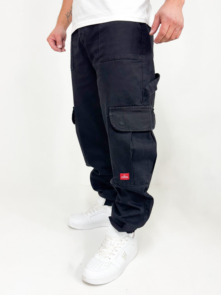 DADA Supreme Cuffed Worker Cargo Baggy Jeans Black