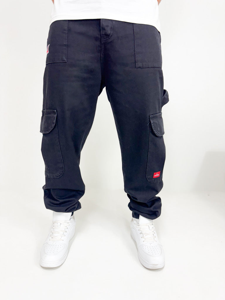 DADA Supreme Cuffed Worker Cargo Baggy Jeans Black