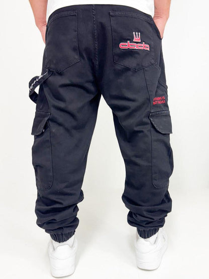 DADA Supreme Cuffed Worker Cargo Baggy Jeans Black