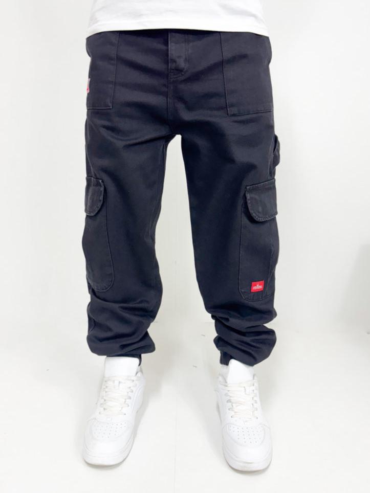 DADA Supreme Cuffed Worker Cargo Baggy Jeans Black