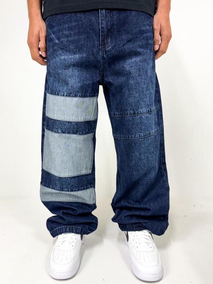 Dada Supreme Patchwork Baggy Jeans Dark Blue