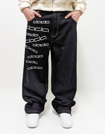 Dada Supreme Big Letters Embroidery Baggy Jeans Black