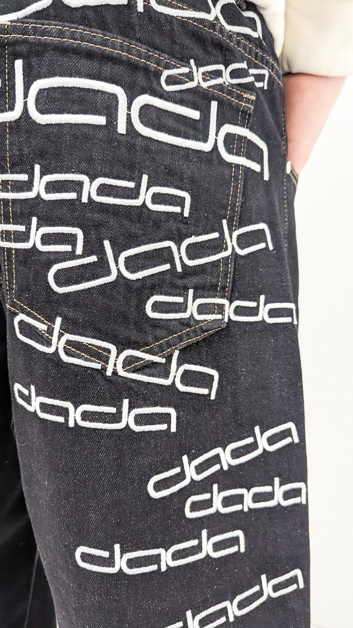 Dada Supreme Big Letters Embroidery Baggy Jeans Black