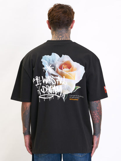 Rose Oversized T-Shirt Black