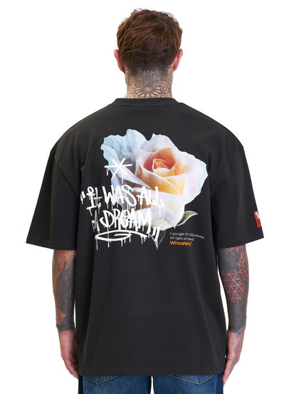 Rose Oversized T-Shirt Black