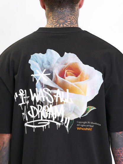 Rose Oversized T-Shirt Black