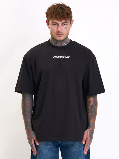 Whoshotya 'Blue' Oversized T-Shirt Black