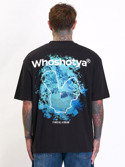 Whoshotya 'Blue' Oversized T-Shirt Black