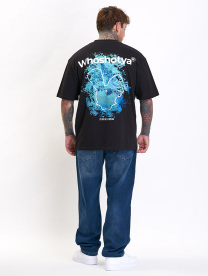 Whoshotya 'Blue' Oversized T-Shirt Black