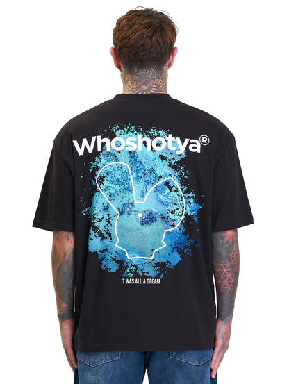 Whoshotya 'Blue' Oversized T-Shirt Black