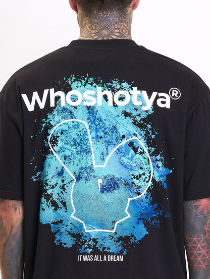 Whoshotya 'Blue' Oversized T-Shirt Black