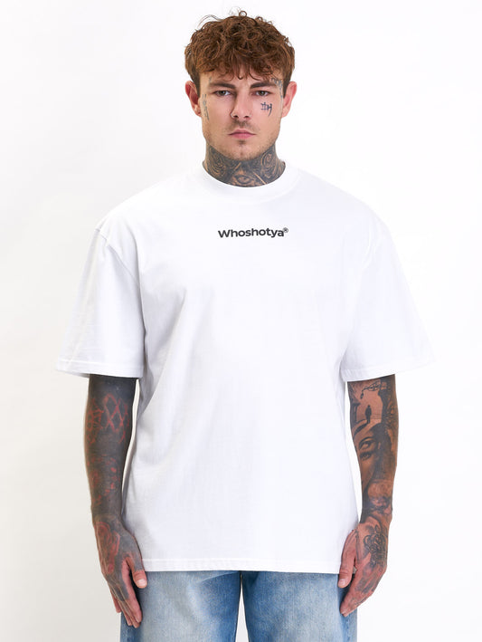 Whoshotya 'Blue' Oversized T-Shirt White