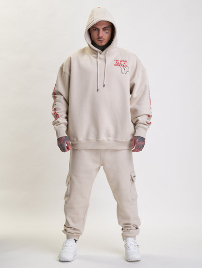 Whoshotya Old Dream Heavy Oversize Hoodie Light Beige